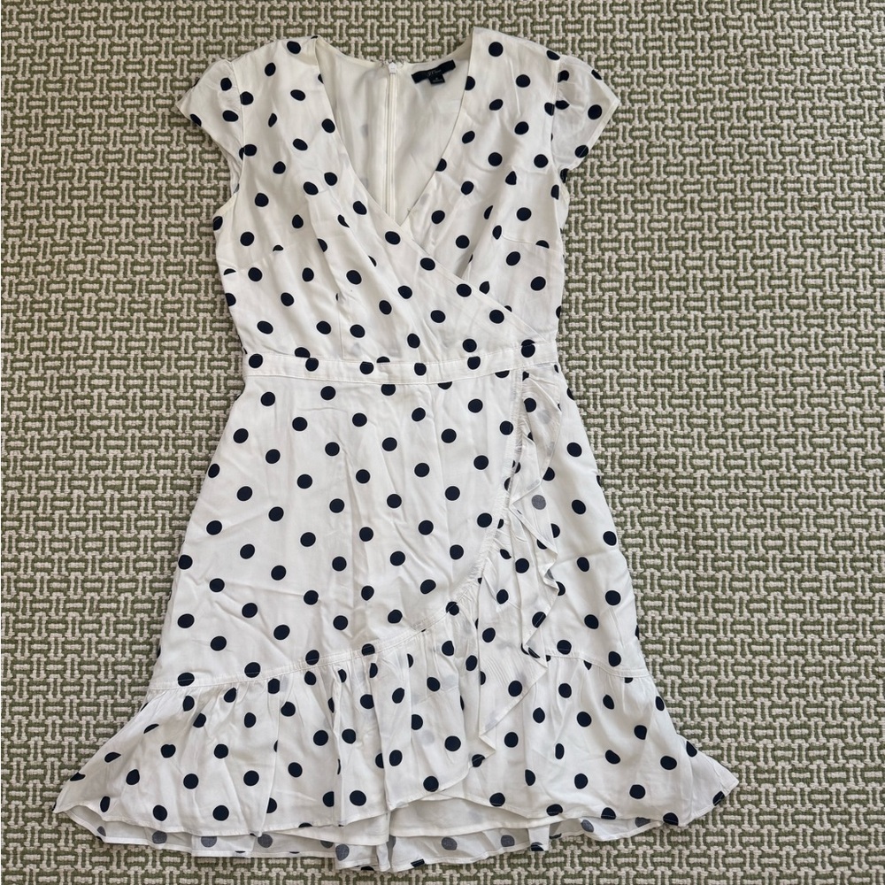 J. Crew White and Black Polka Dot Mini Dress